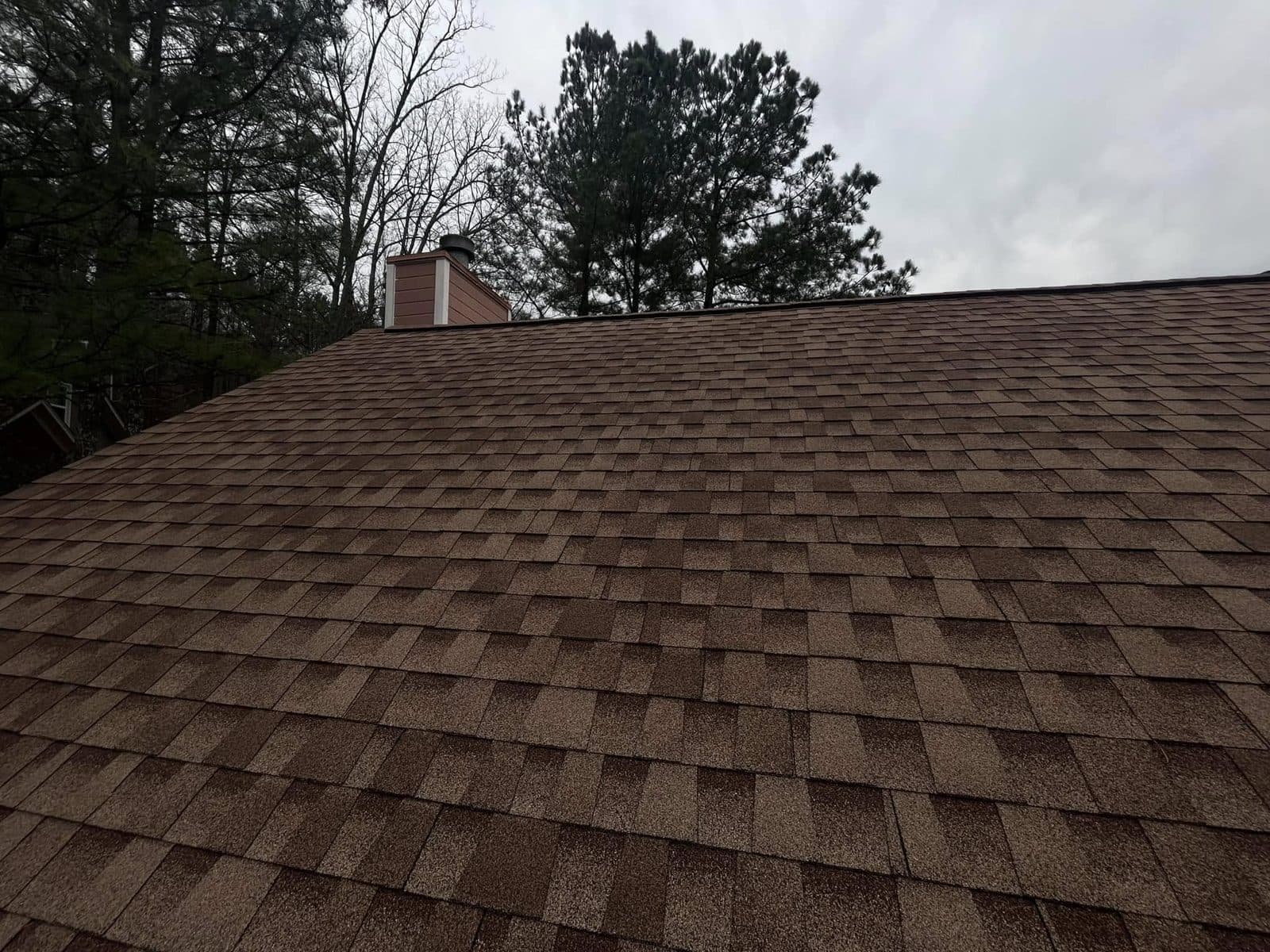 Brown architectural shingle roof after a soft wash, Birmingham metro